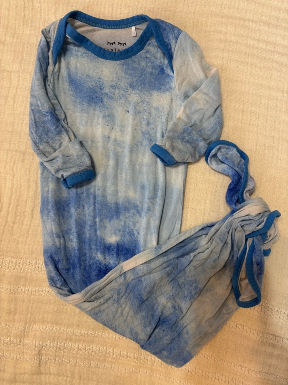 little sleepies blue watercolor gown size newborn